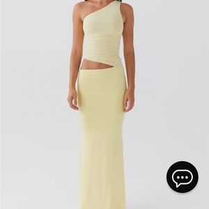 Peppermayo yellow cut out dress